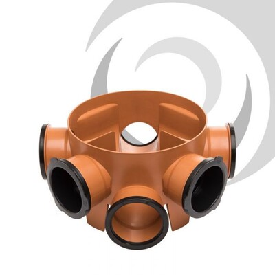 450mm Inspection Chamber Base 110mm Inlet (Adoptable SfA7) for installation up to 3m, adoptable to 1.2m (BROWN)
