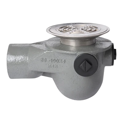 Frost Floor drain 178mm circular nickel bronze grating for vinyl floors with medium sump -'P' trap - spigot outlet size 100mm