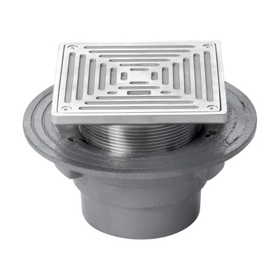 Frost 150mm Square Nickel Bronze Double Sealed Rodding Eye with small sump and spigot outlet, 100mm