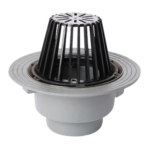 Frost Cold Roof drain assembly - fixed dome 220mm circular, large sump body with clamp, vertical threaded outlet 6" BSP