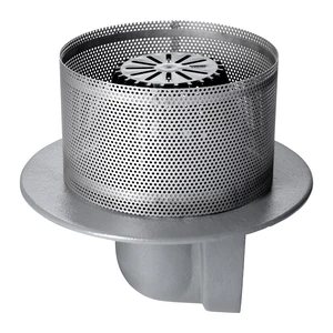 Frost Inverted Roof drain assembly - fixed dome 220mm and 150mm gravel guard, medium sump body with clamp, horizontal threaded outlet 4" BSP