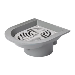 Frost Balcony outlet, aluminium grating and small sump body, vertical outlet BSP4" Internal (Female) Thread