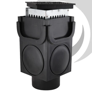 P/propylene LibertyDrain Channel Sump/Corner Unit c/w Galvanised Debris Trap