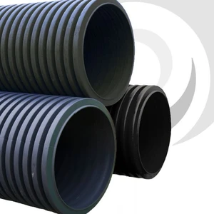 300mm ID Twinwall Duct x6m; BLACK; P/E
