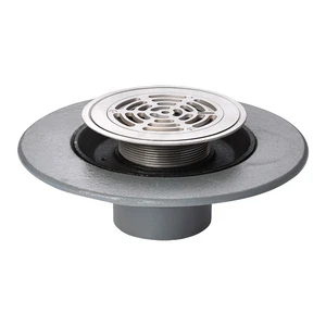 Frost Floor drain 178mm circular stainless steel grating for vinyl floors with medium sump body and spigot outlet size 100mm