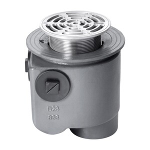 Frost Floor drain 150mm circular nickel bronze grating with medium sump -'S' trap - spigot outlet size 100mm