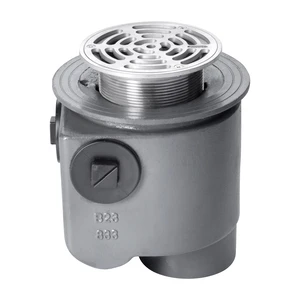 Frost Floor drain 150mm circular stainless steel grating with medium sump -'S' trap - spigot outlet size 100mm