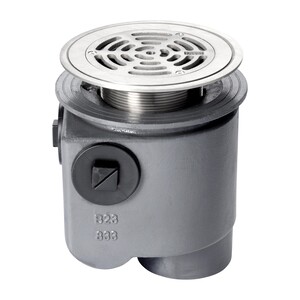 Frost Floor drain 178mm circular nickel bronze grating for vinyl floors with medium sump -'S' trap - spigot outlet size 100mm