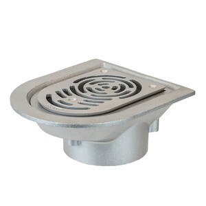 Frost Aluminium Balcony outlet, aluminium grating and clamping ring, small sump body, vertical threaded outlet 3" BSP