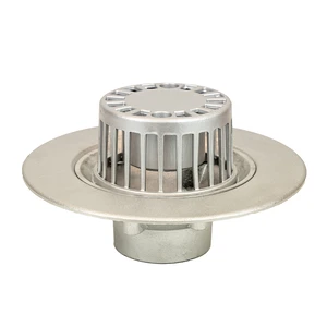 Frost Aluminium Cold Roof drain assembly - fixed anti-vortex dome 220mm circular, medium sump body with clamp, vertical threaded outlet 3" BSP