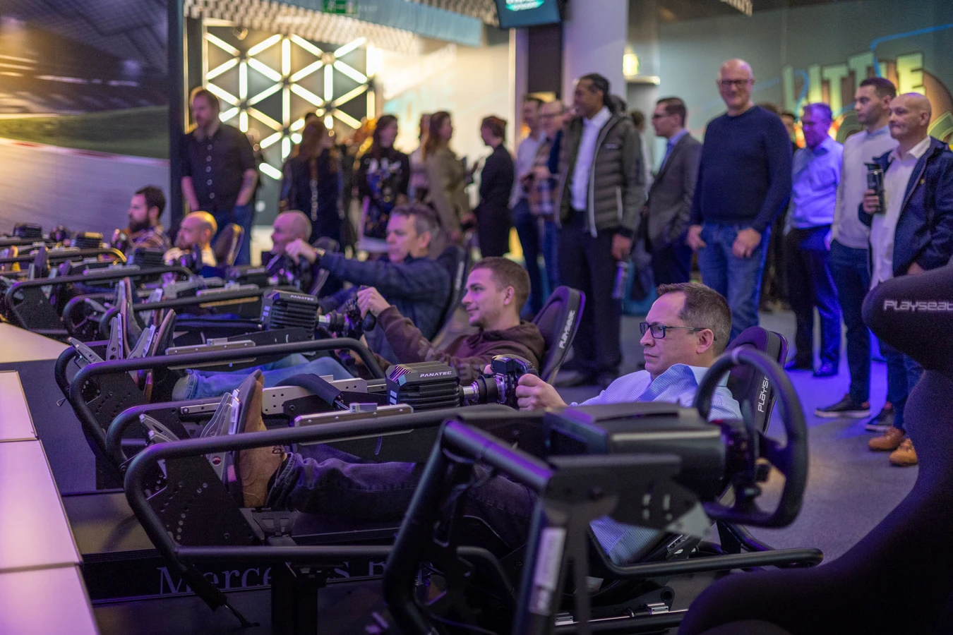 Drainfast team building activity Mercedes-Benz World driving simulators 