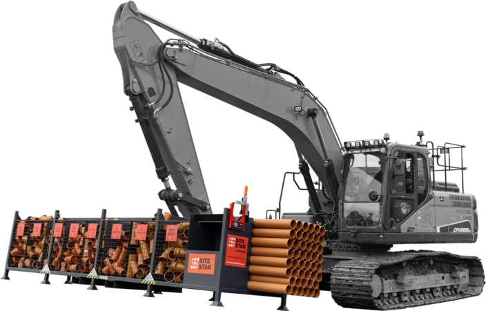SiteStak Workstation L4 transported with Excavator Grey cut-out