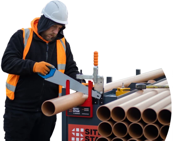 SiteStak Workstation Cutting Pipe Saw Guide Straight cut-out L4