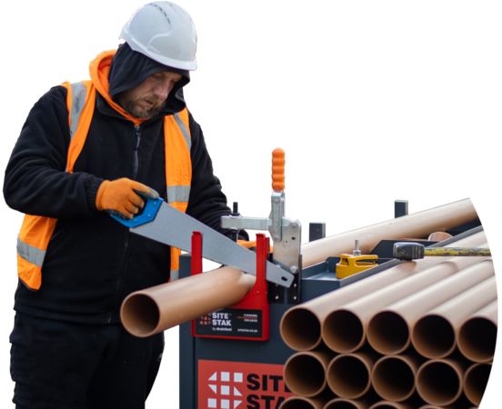 SiteStak Workstation Cutting Pipe Saw Guide Straight cut-out L4
